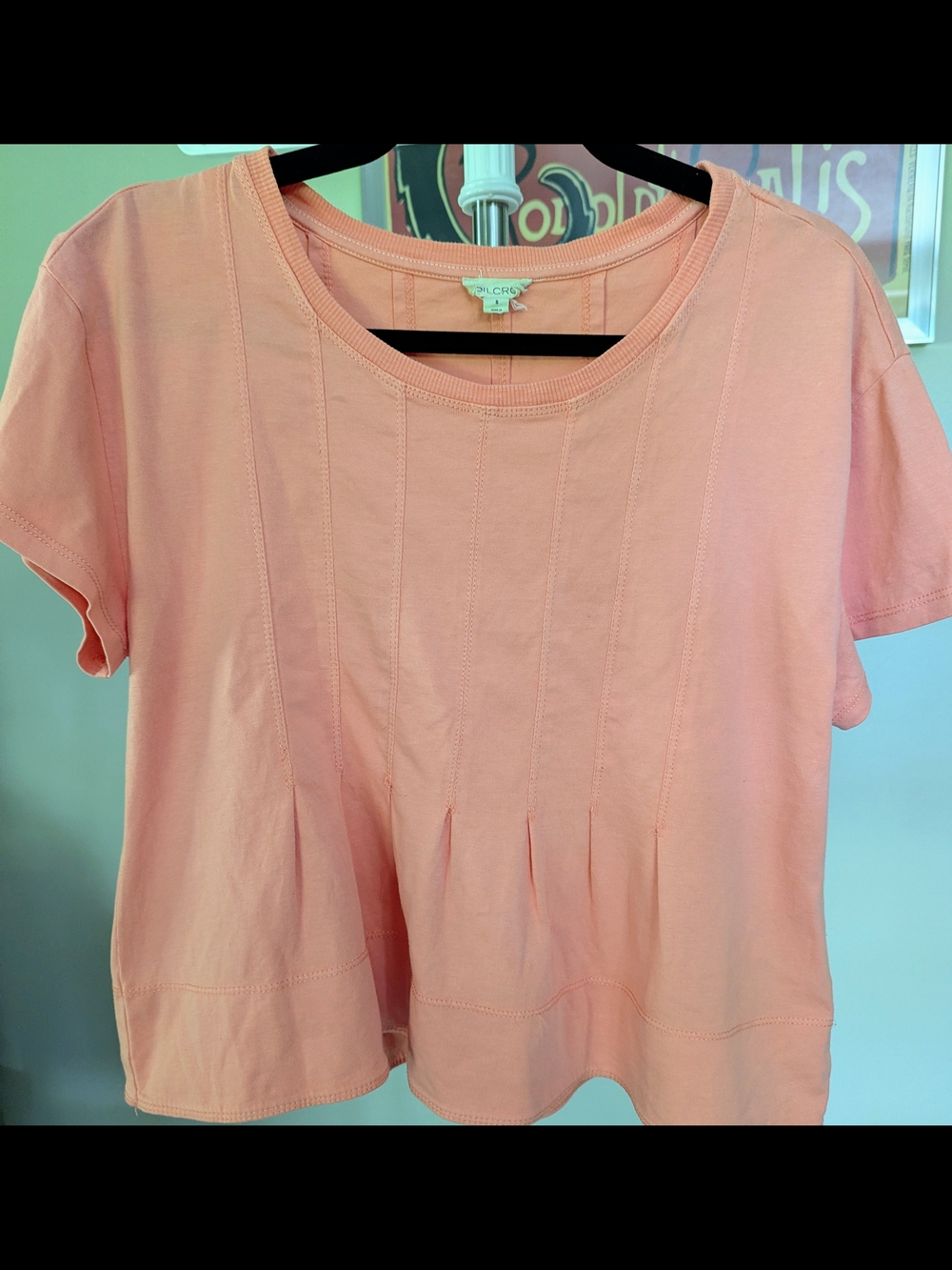 Anthropologie Peach Short Sleeve Pintuck Tee
